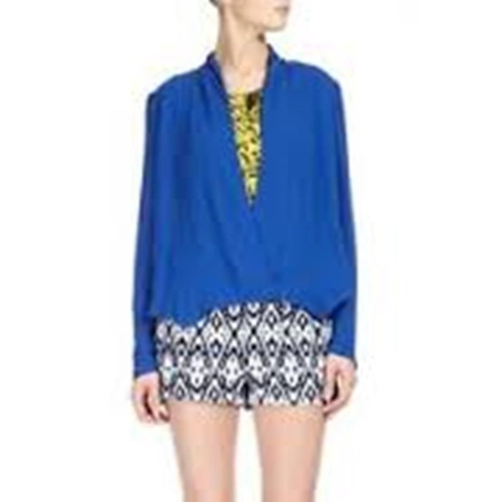 W118 by Walter Baker Draped JACKET  Pocket Cardigan ROYAL BLUE W3726 M $178